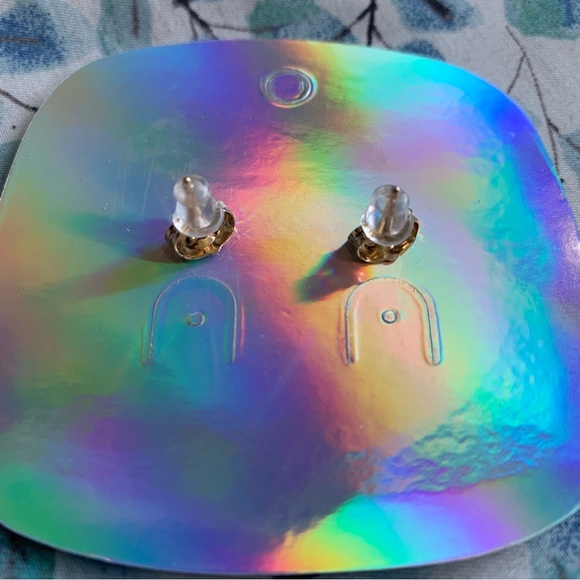 Earrings, pink rhinestone And gold earrings - Picture 5 of 5